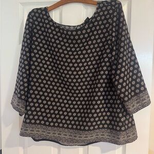 Ann Taylor Black pink and White Blouse